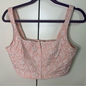 Wild Fable Embroidered Button Eye Hook Crop Bustier Top